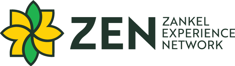 nkel Experience Network (ZEN) logo featuring a stylized green and gold four-petal flower icon next to the letters “ZEN” and the words “Zankel Experience Network” in dark green text.