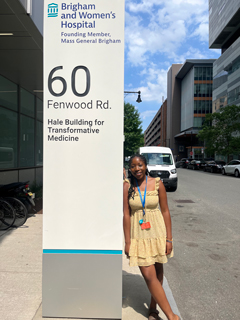 Natasha Machera ’25 outside Brigham and Women’s Hospital in Boston 