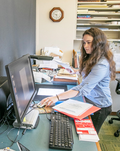 Natalie Black ’26 researches local history at Saratoga Springs Public Library
