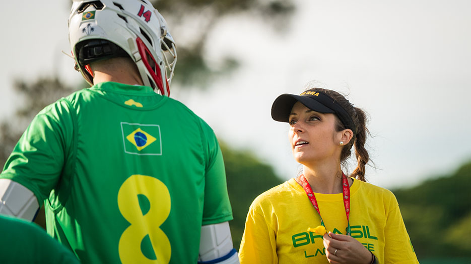 Skidmore alumna Cristina Velez ’12 is the first head coach of Brazil's national lacrosse team. (Photo: Brazil Lacrosse) 