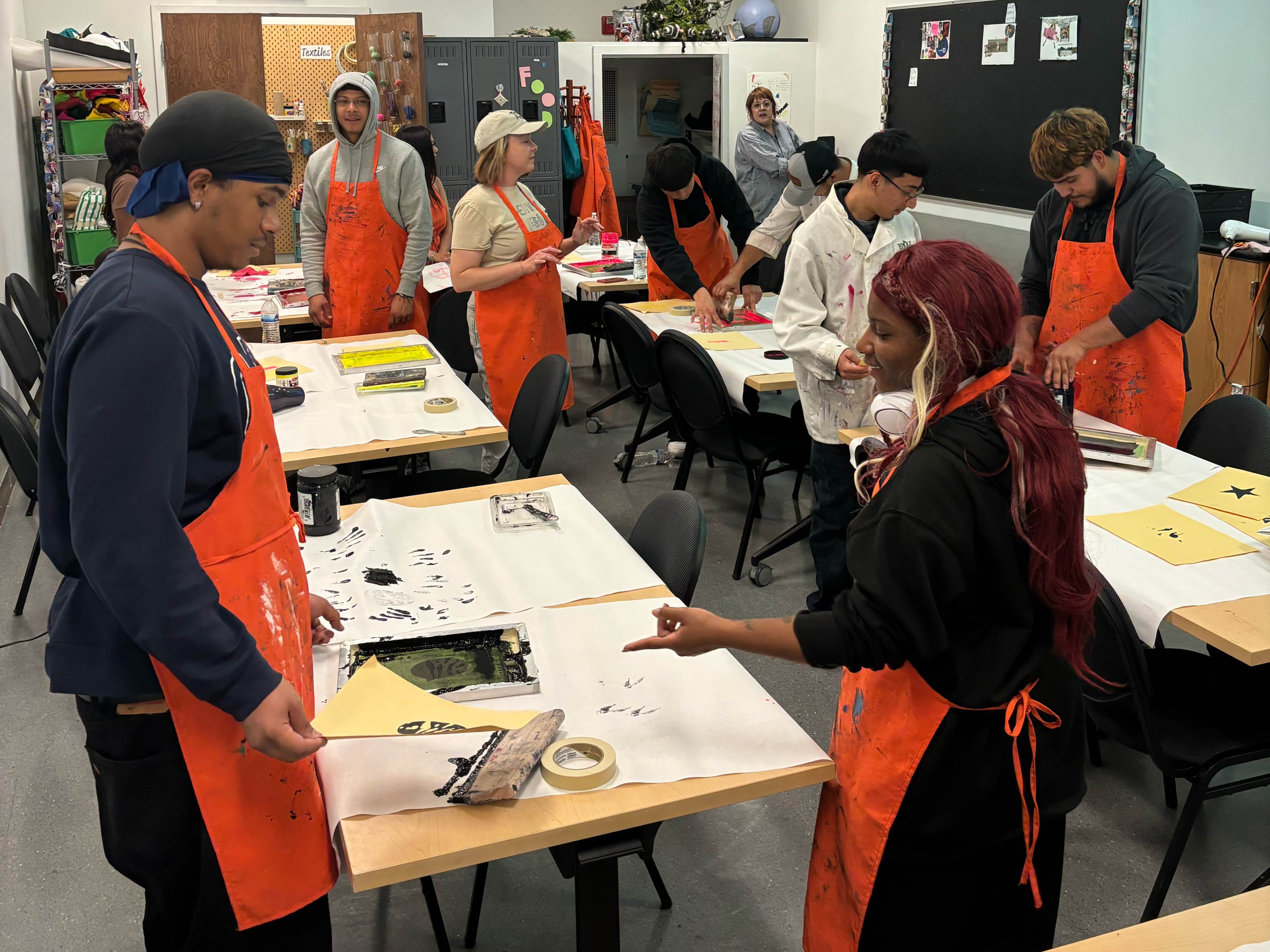 Screen printing workshop at the Center for Visual Art - Metropolitan State University of Denver for English and art credit recovery