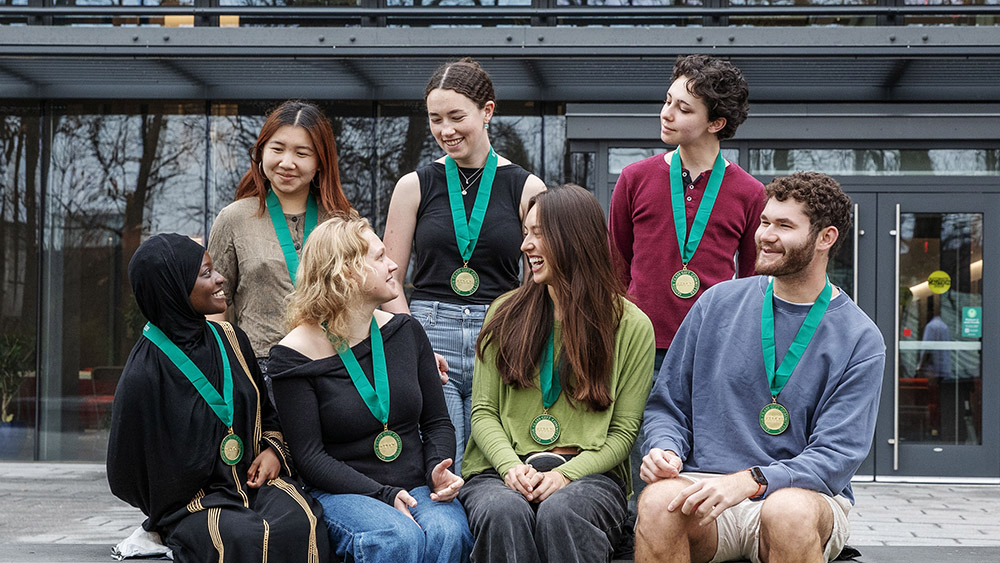 Members of the Senior Gift Committee: (First row, from left) me (Djeneba Sanogo ’26), Lila Glanville ’26, Jazlin Chen ’26, and Milo Flamenbaum ’26. (Second row) Madison Situ ’26, Julia Maguire ’26, and Avery Mathis ’26.